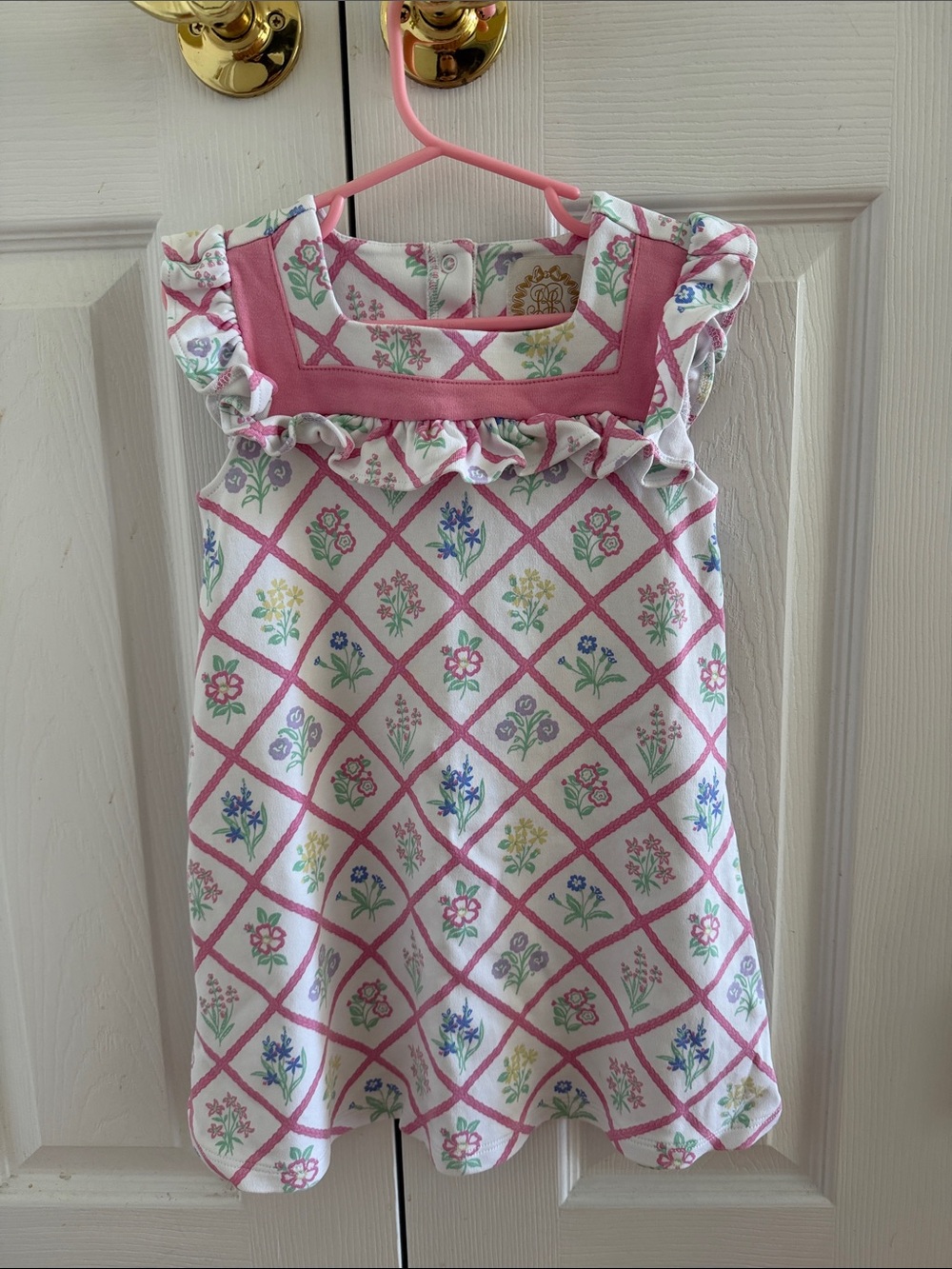 The Beaufort Bonnet Company Pink Floral Diamond-Print Girls' Dress